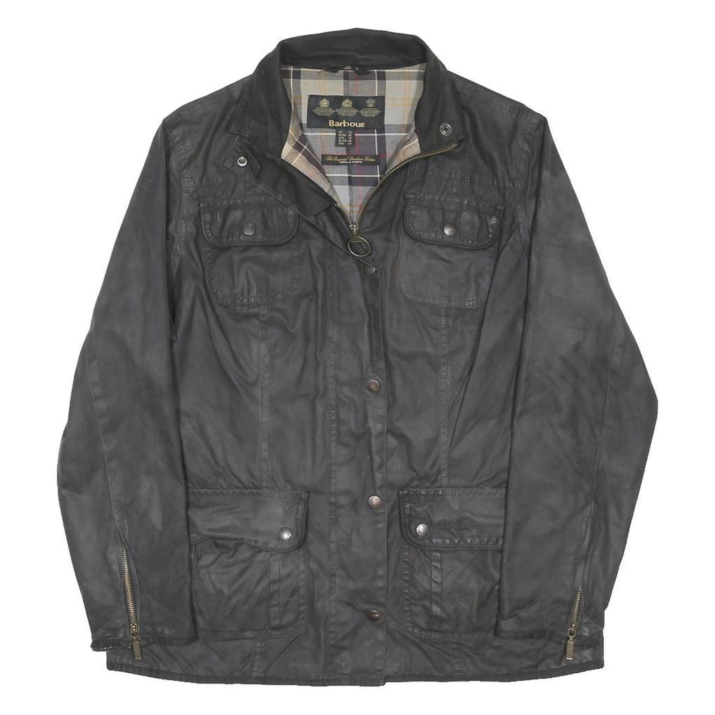 BARBOUR Womens Black Zip Cotton Blend Classic Jacket UK 14 Lightweight Outerwear