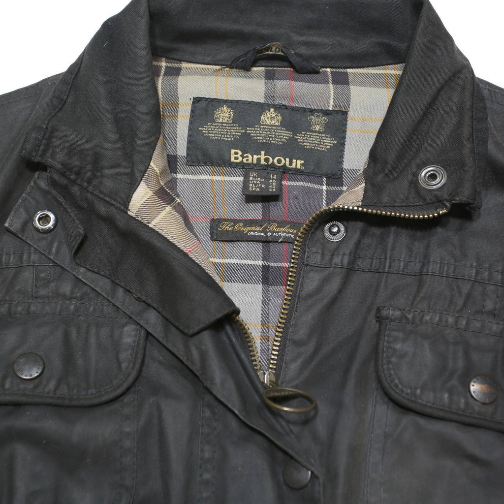 BARBOUR Womens Black Zip Cotton Blend Classic Jacket UK 14 Lightweight Outerwear