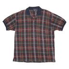 NAUTICA Mens Blue & Red Checked Short Sleeve Polo Shirt L Cotton Classic Style