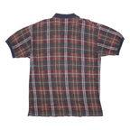 NAUTICA Mens Blue & Red Checked Short Sleeve Polo Shirt L Cotton Classic Style