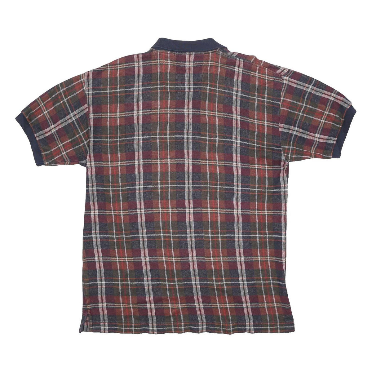 NAUTICA Mens Blue & Red Checked Short Sleeve Polo Shirt L Cotton Classic Style