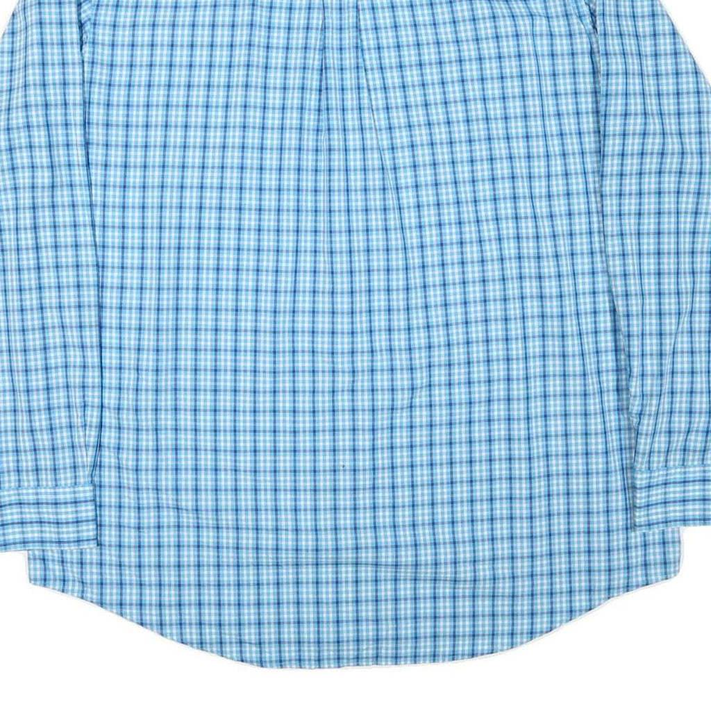 CHAPS Mens Blue & White Check Shirt XL Button Down Cotton Blend Casual Fit