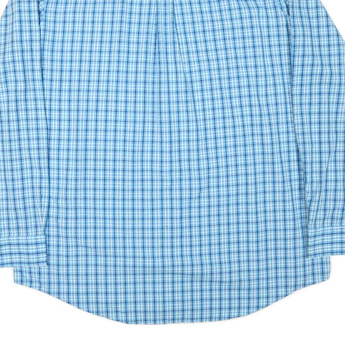 CHAPS Mens Blue & White Check Shirt XL Button Down Cotton Blend Casual Fit