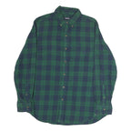 CHAPS Mens Green & Blue Check Shirt M Classic Cotton Button Down Collar Long