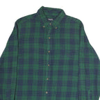 CHAPS Mens Green & Blue Check Shirt M Classic Cotton Button Down Collar Long