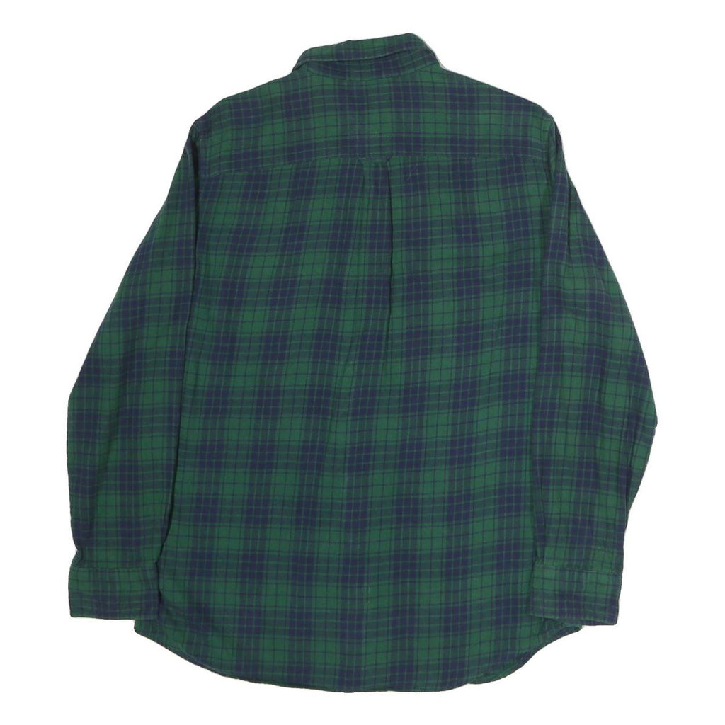 CHAPS Mens Green & Blue Check Shirt M Classic Cotton Button Down Collar Long