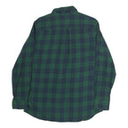 CHAPS Mens Green & Blue Check Shirt M Classic Cotton Button Down Collar Long