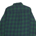 CHAPS Mens Green & Blue Check Shirt M Classic Cotton Button Down Collar Long