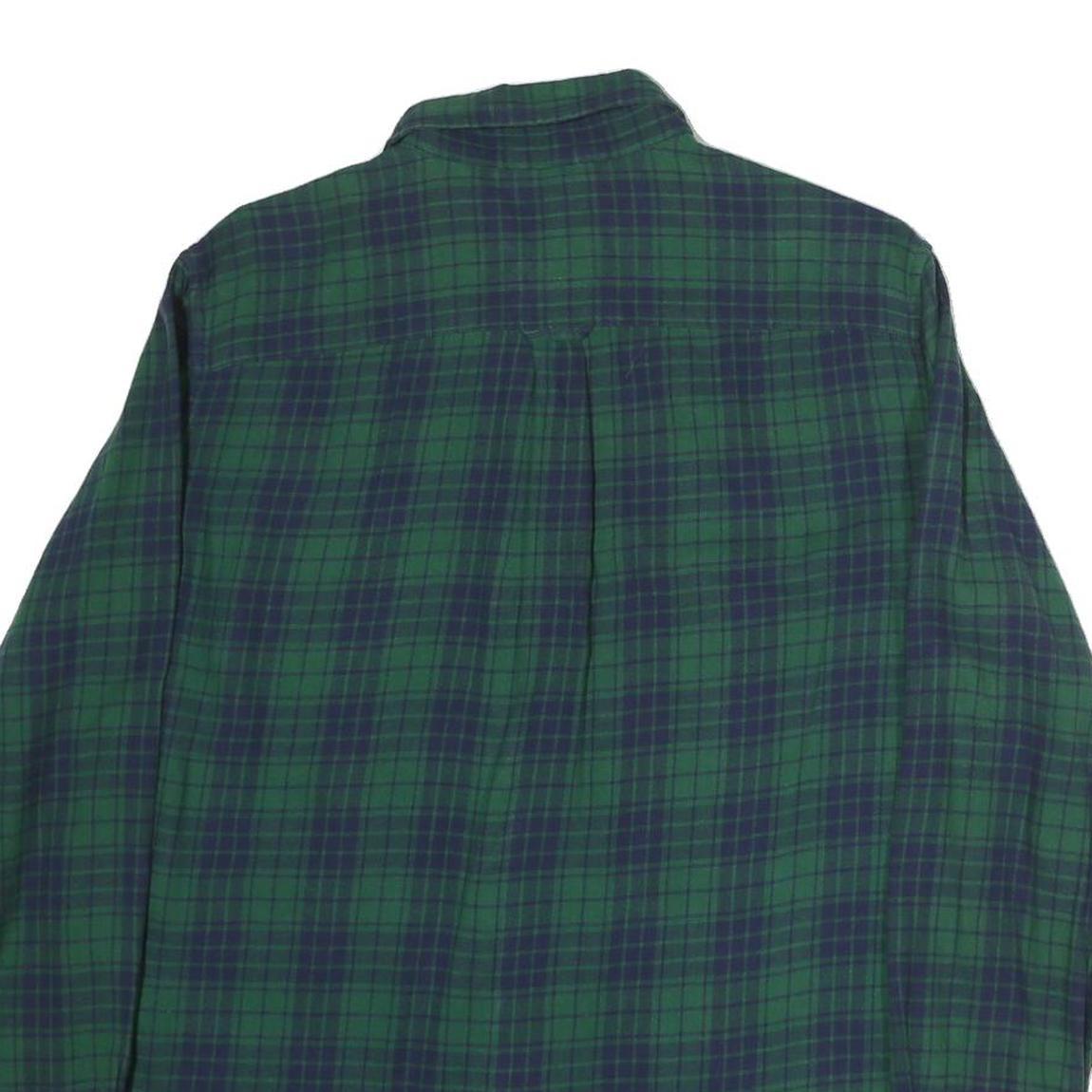 CHAPS Mens Green & Blue Check Shirt M Classic Cotton Button Down Collar Long