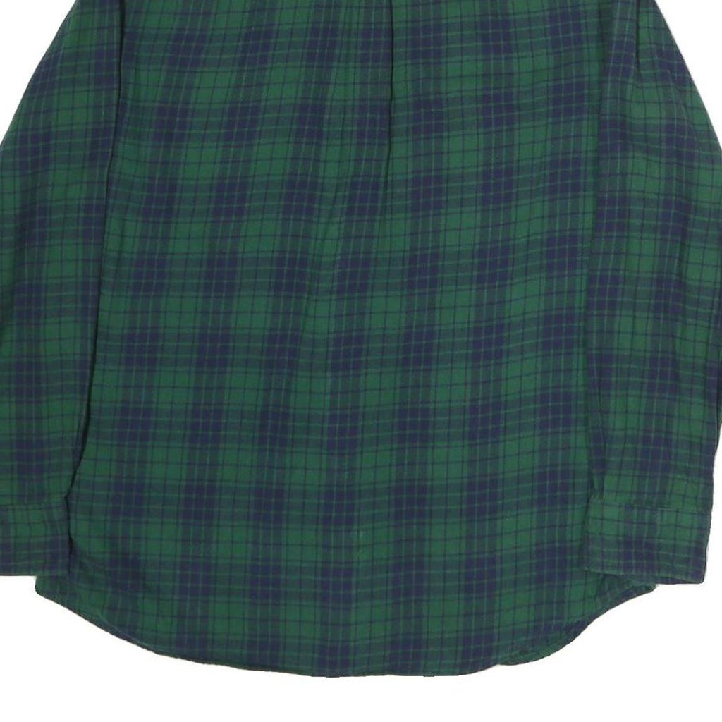 CHAPS Mens Green & Blue Check Shirt M Classic Cotton Button Down Collar Long