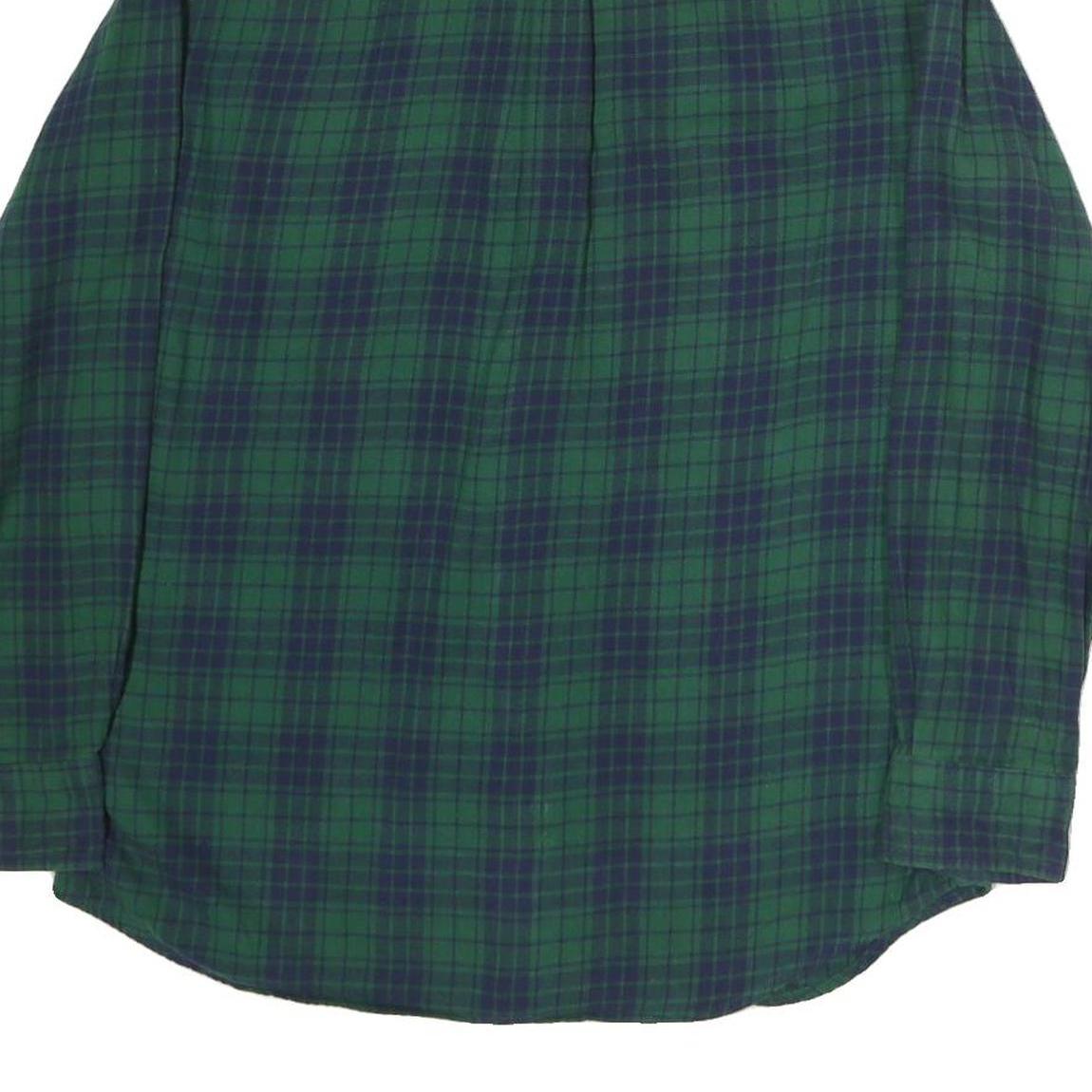 CHAPS Mens Green & Blue Check Shirt M Classic Cotton Button Down Collar Long