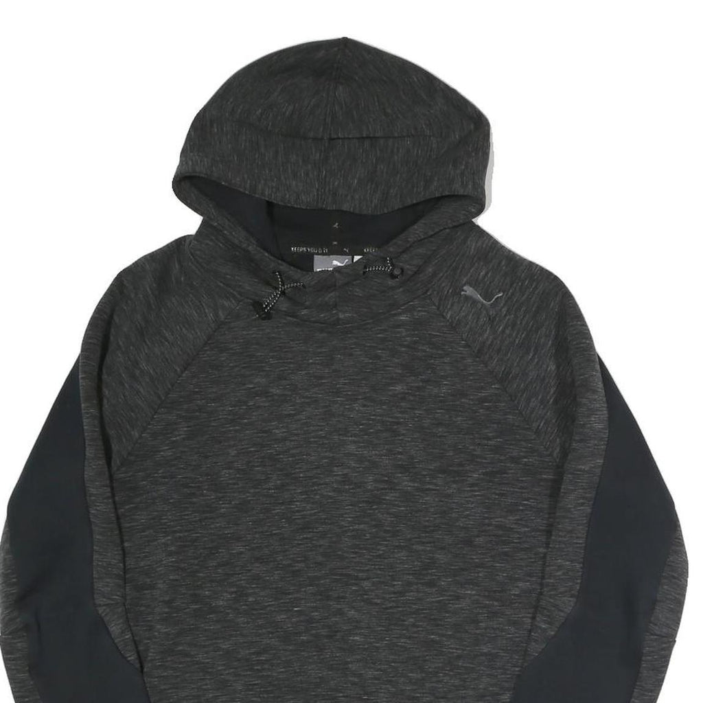PUMA Womens Black & Charcoal Hooded Pullover Hoodie UK 8 Cotton Blend