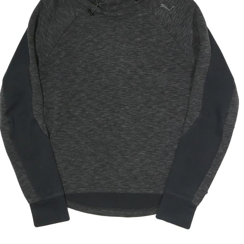 PUMA Womens Black & Charcoal Hooded Pullover Hoodie UK 8 Cotton Blend