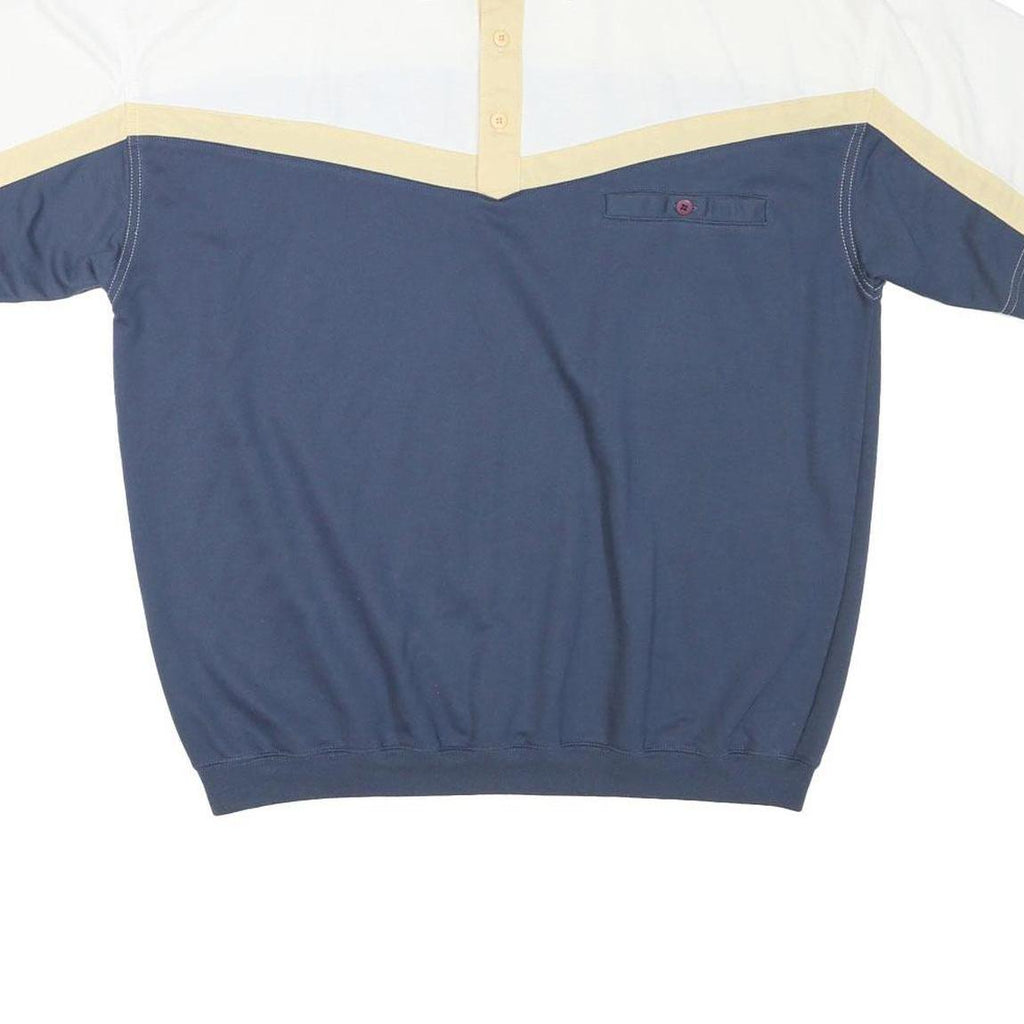 SAFE HARBOR Mens White & Navy Short Sleeve Colourblock 2XL Polo Shirt Cotton