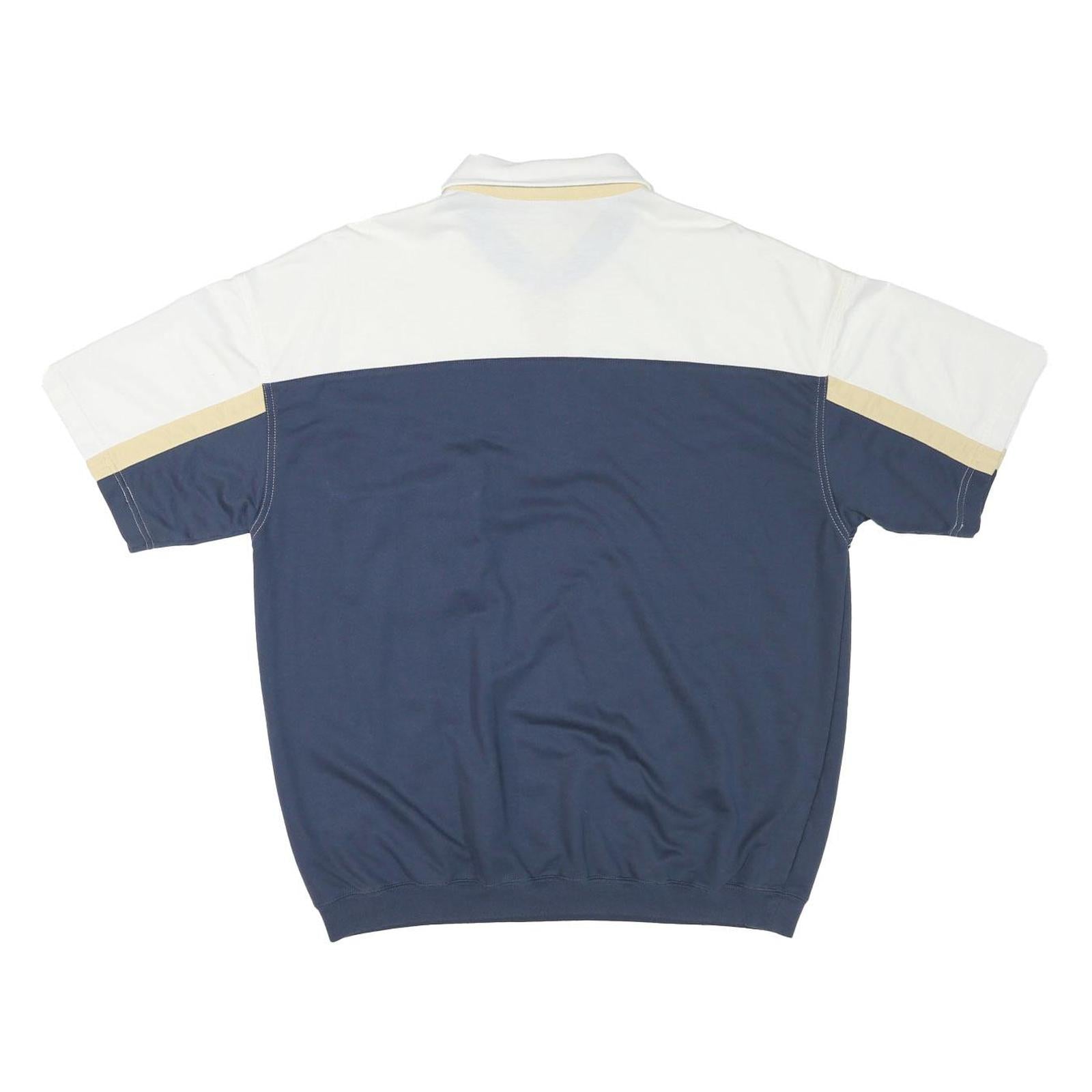 SAFE HARBOR Mens White & Navy Short Sleeve Colourblock 2XL Polo Shirt Cotton