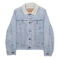 LEVI'S Boys Blue Denim Sherpa Collar Jacket S Cotton Button Casual Outerwear
