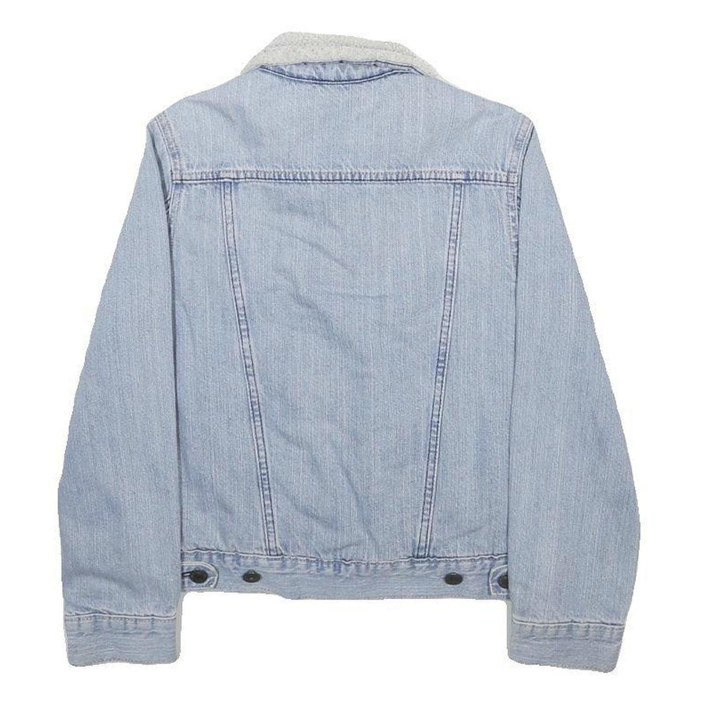 LEVI'S Boys Blue Denim Sherpa Collar Jacket S Cotton Button Casual Outerwear