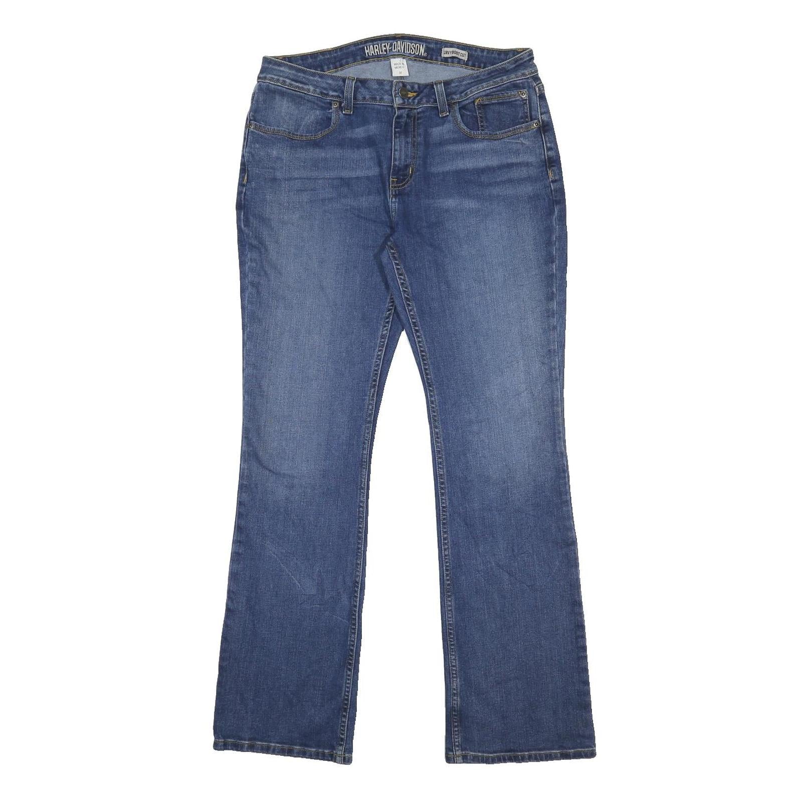 HARLEY DAVIDSON Womens Jeans Blue Regular Bootcut Denim W31 L32 Stylish Comfort