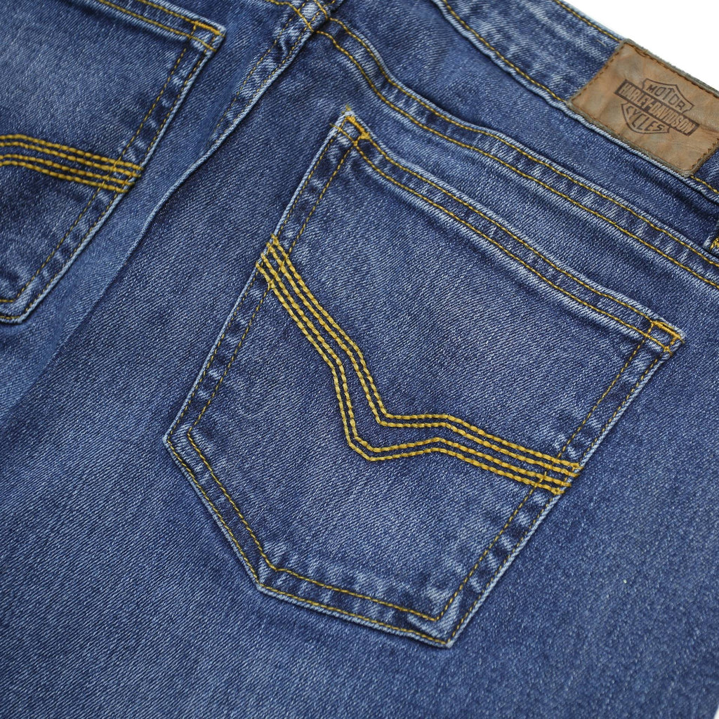 HARLEY DAVIDSON Womens Jeans Blue Regular Bootcut Denim W31 L32 Stylish Comfort