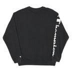 CHAMPION Mens Black Crew Neck S Cotton Blend Sweatshirt Sleeve Logo