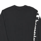 CHAMPION Mens Black Crew Neck S Cotton Blend Sweatshirt Sleeve Logo