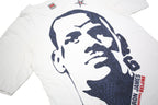 NIKE Mens White LeBron James Graphic T-Shirt L Short Sleeve Crew Neck Basketball