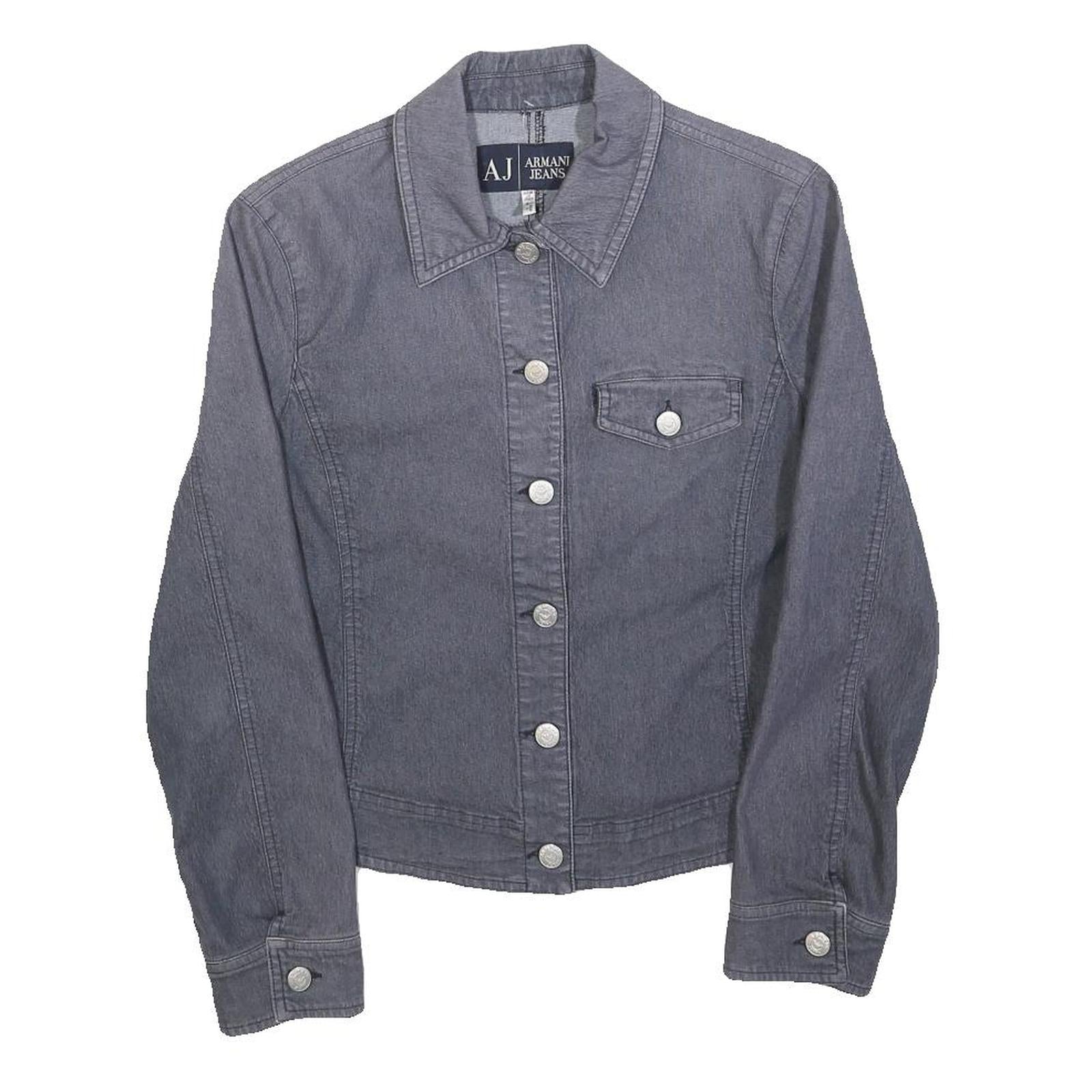 ARMANI JEANS Womens Grey Button Cotton Blend Jacket S Casual Comfortable Fit