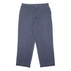 IZOD Mens Cotton Navy Relaxed Straight Trousers W34 L29 Casual Classic