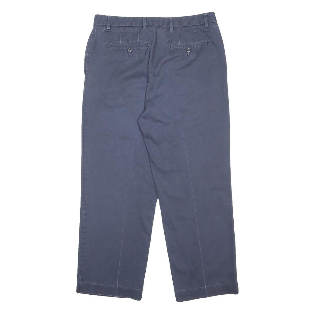 IZOD Mens Cotton Navy Relaxed Straight Trousers W34 L29 Casual Classic