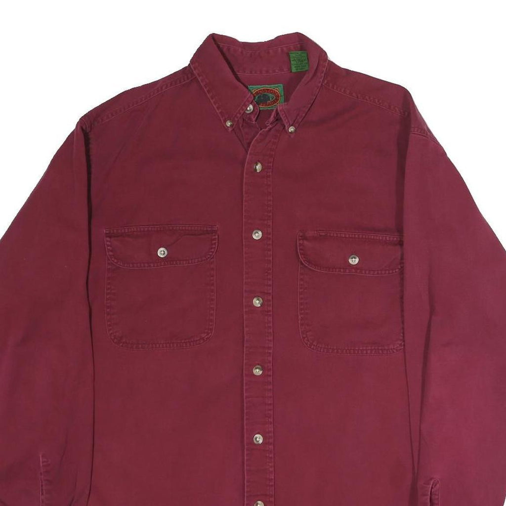 BOSTON TRADERS Mens Maroon Cotton Shirt M Button-Down Collar Long Sleeve Casual