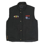 GREEN BAY Mens Black Racing Logo Quilted Jacket L Polyester Blend Zip