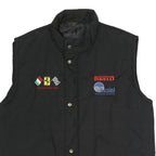 GREEN BAY Mens Black Racing Logo Quilted Jacket L Polyester Blend Zip