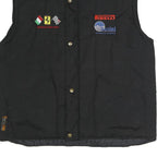 GREEN BAY Mens Black Racing Logo Quilted Jacket L Polyester Blend Zip