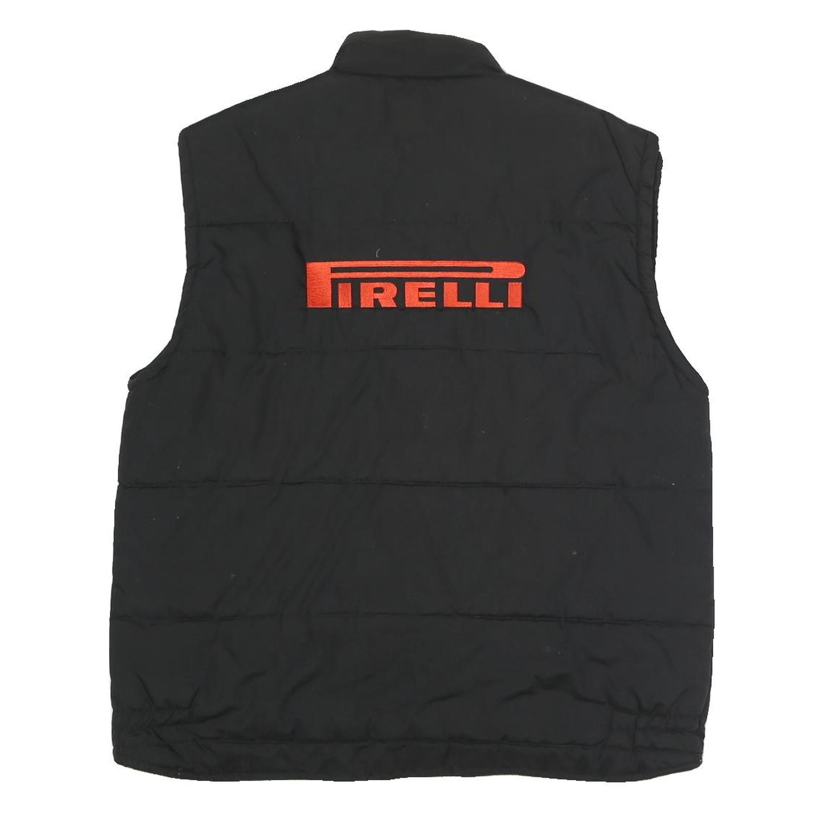 GREEN BAY Mens Black Racing Logo Quilted Jacket L Polyester Blend Zip