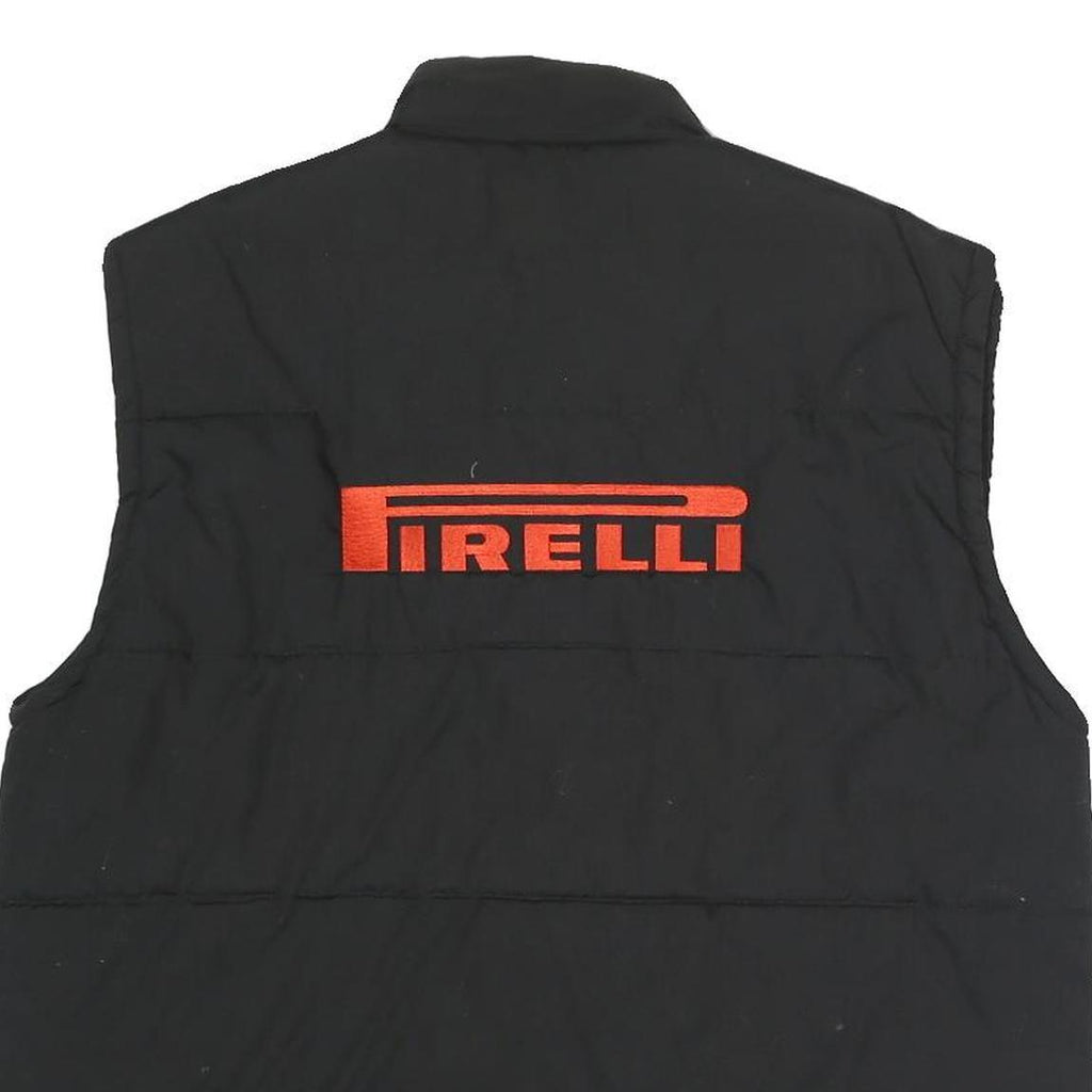 GREEN BAY Mens Black Racing Logo Quilted Jacket L Polyester Blend Zip