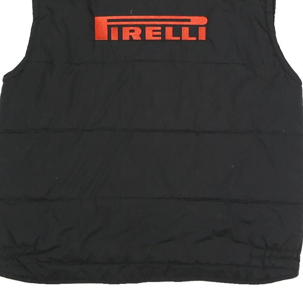 GREEN BAY Mens Black Racing Logo Quilted Jacket L Polyester Blend Zip