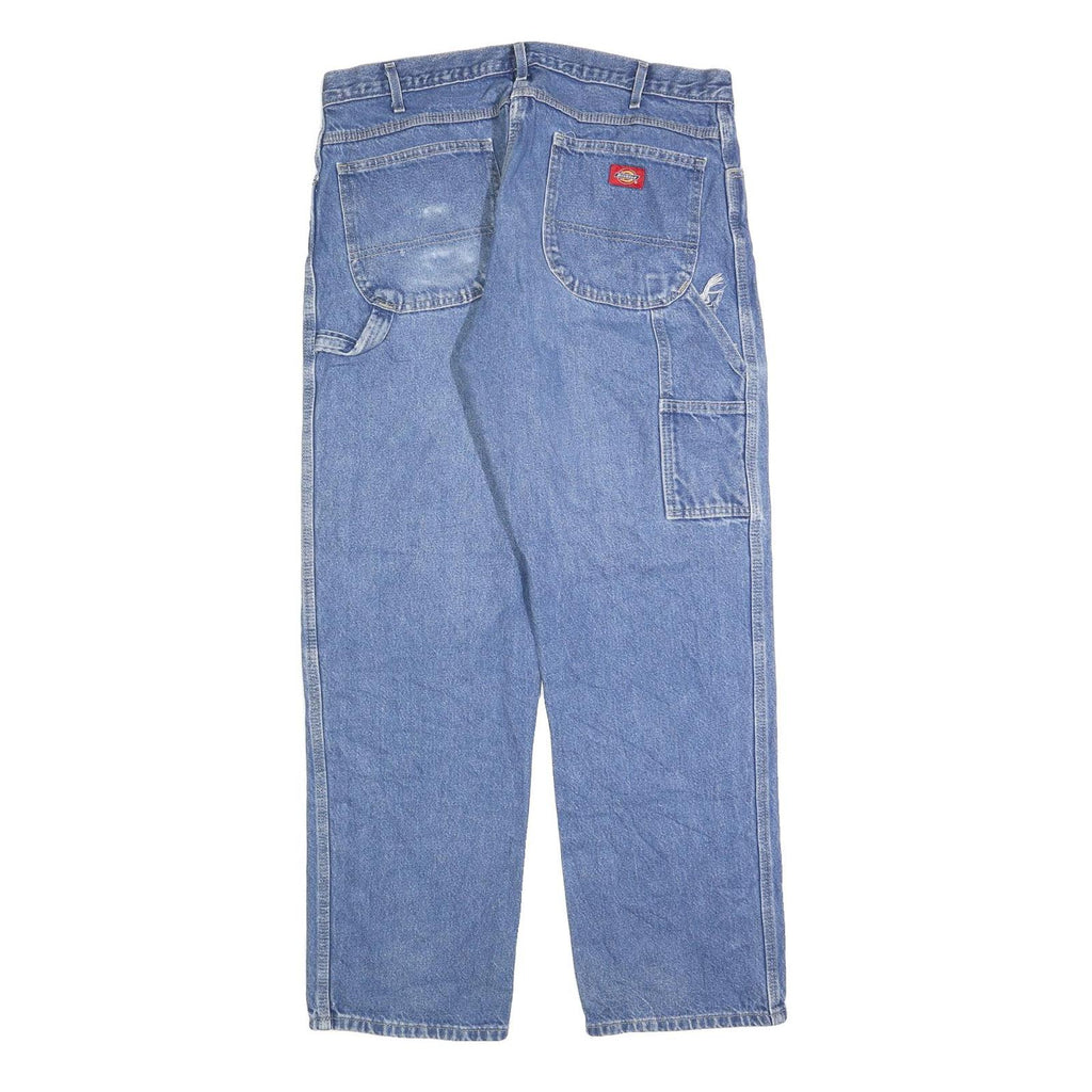 DICKIES Mens Jeans Blue Regular Relaxed Denim Medium W38 L32 Workwear Zip Fly