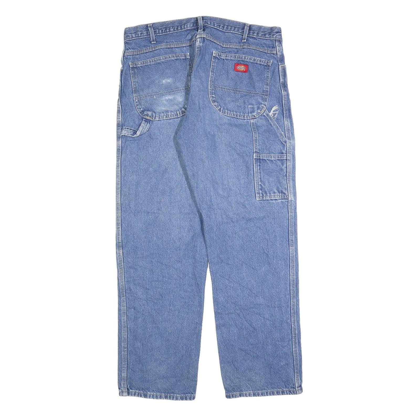 DICKIES Mens Jeans Blue Regular Relaxed Denim Medium W38 L32 Workwear Zip Fly