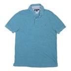 TOMMY HILFIGER Mens Blue Short Sleeve Polo Shirt M Cotton Blend Classic Fit