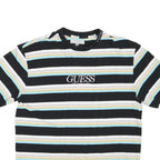 GUESS Mens Black & White Striped Graphic T-Shirt M Short Sleeve Crew Neck Cotton