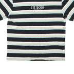 GUESS Mens Black & White Striped Graphic T-Shirt M Short Sleeve Crew Neck Cotton