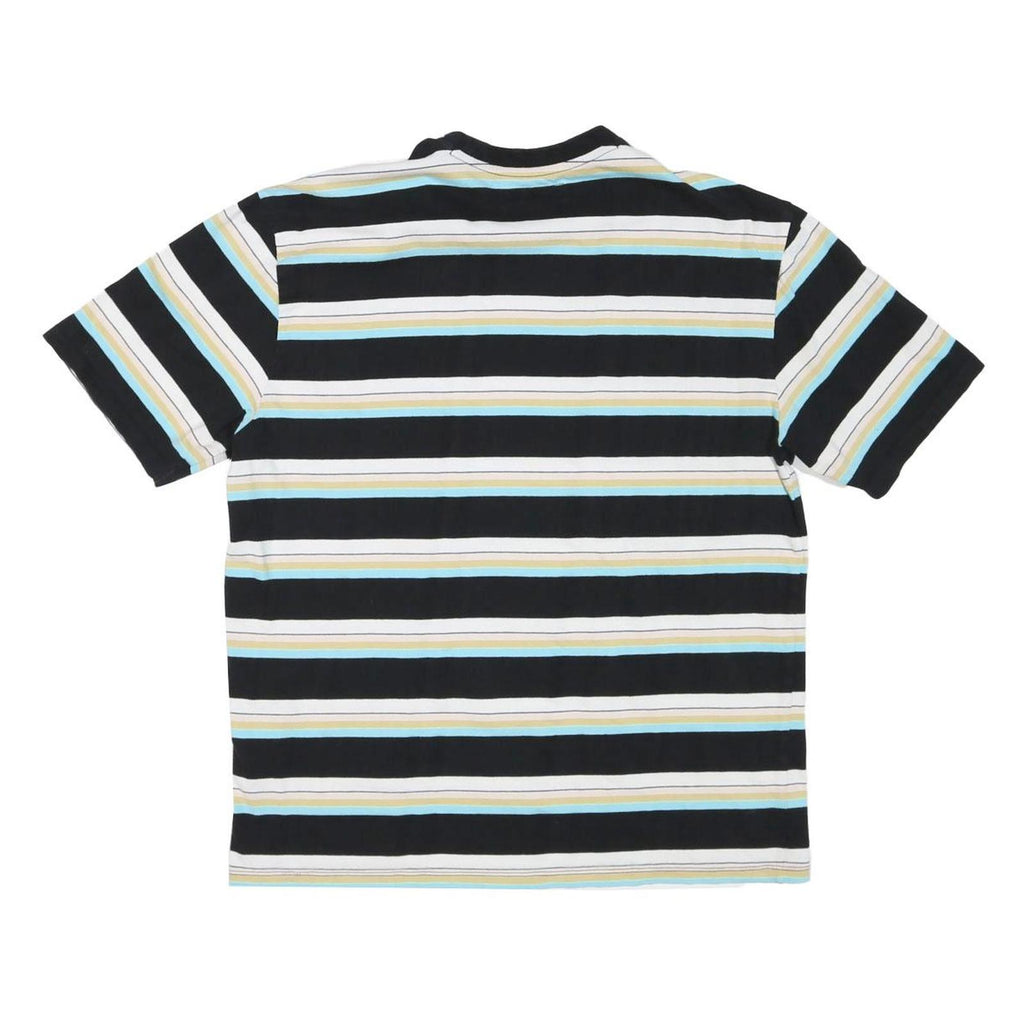 GUESS Mens Black & White Striped Graphic T-Shirt M Short Sleeve Crew Neck Cotton
