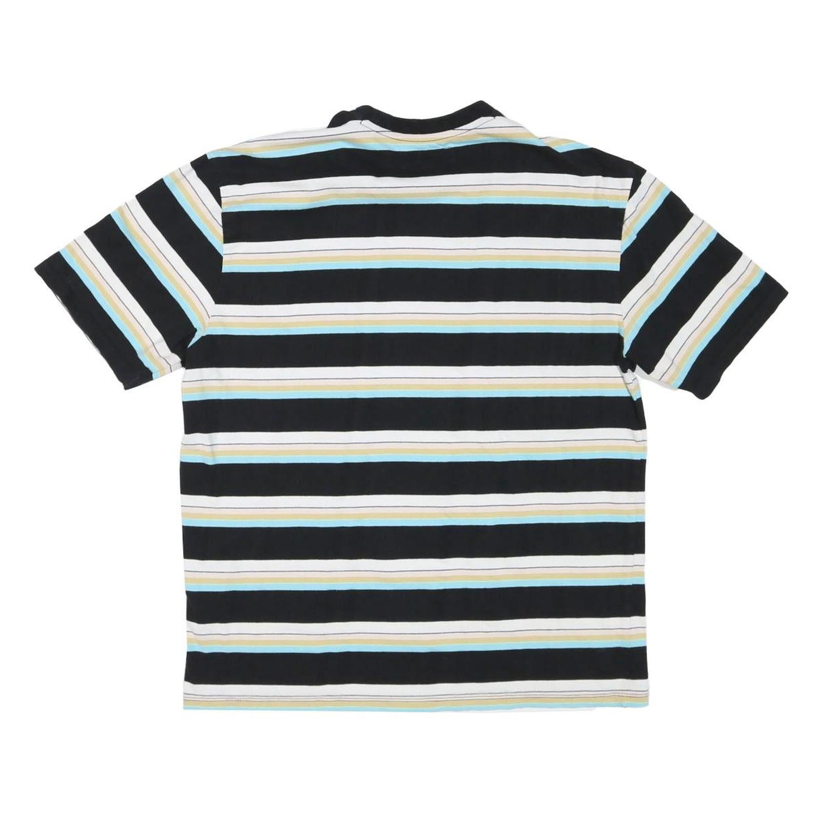 GUESS Mens Black & White Striped Graphic T-Shirt M Short Sleeve Crew Neck Cotton