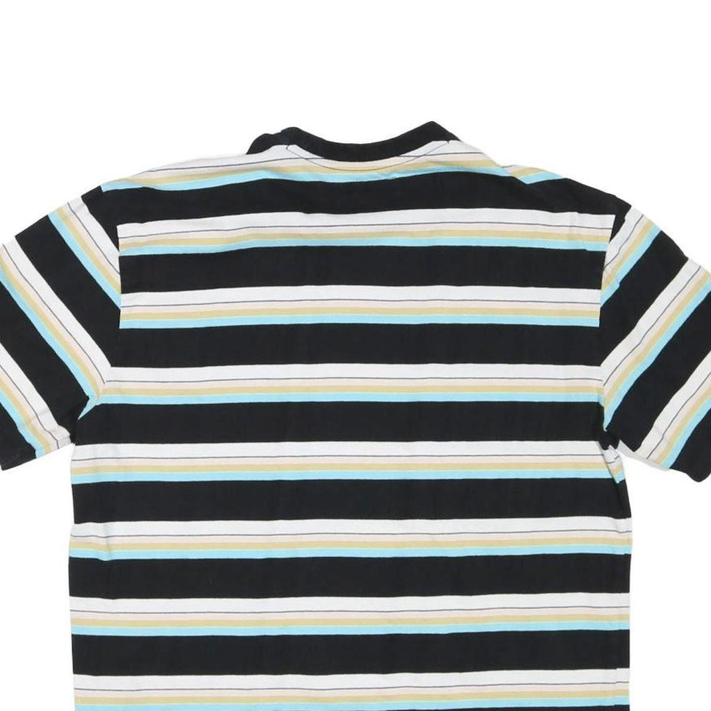 GUESS Mens Black & White Striped Graphic T-Shirt M Short Sleeve Crew Neck Cotton