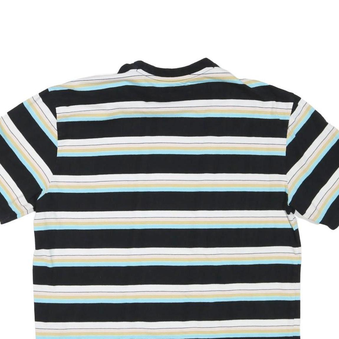 GUESS Mens Black & White Striped Graphic T-Shirt M Short Sleeve Crew Neck Cotton