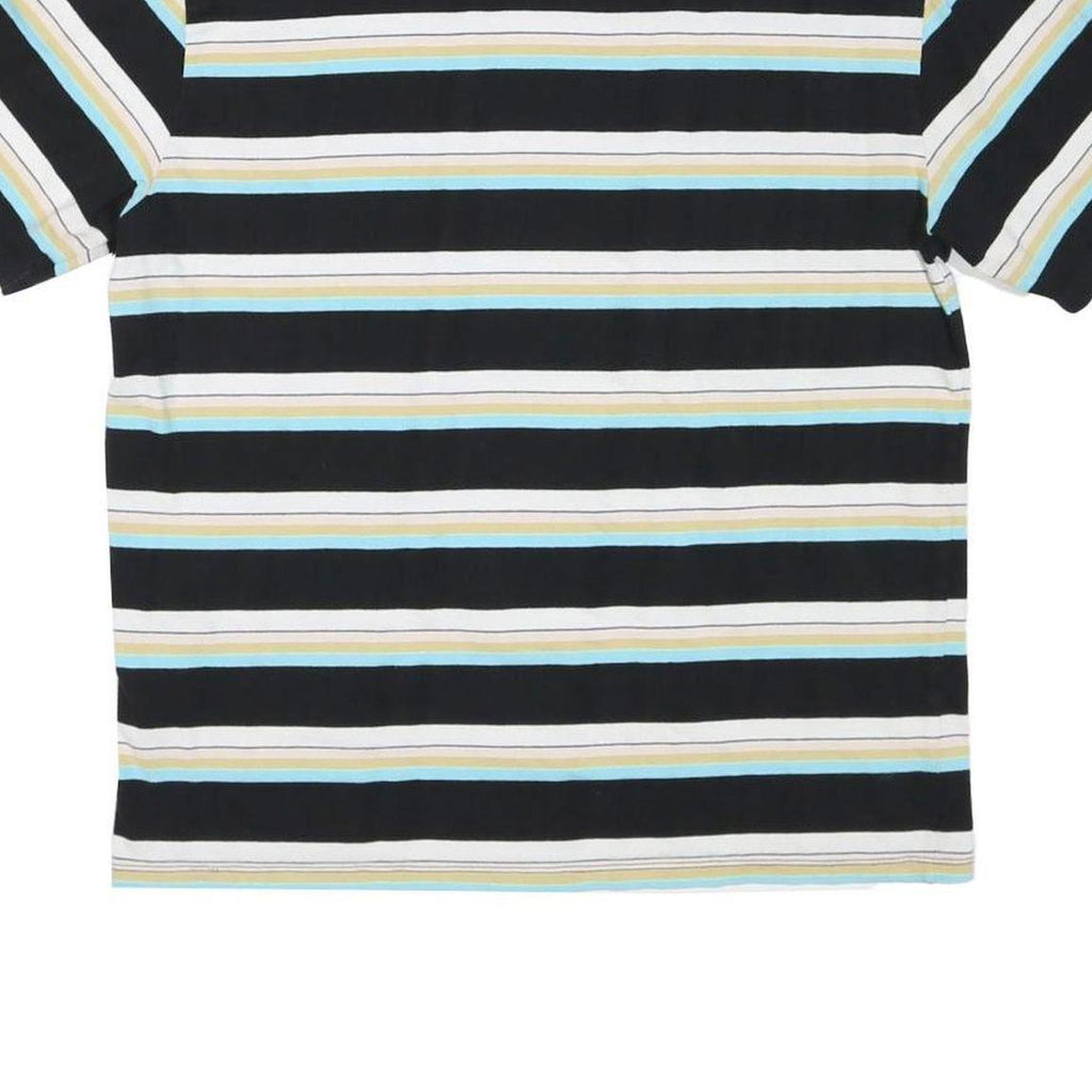 GUESS Mens Black & White Striped Graphic T-Shirt M Short Sleeve Crew Neck Cotton