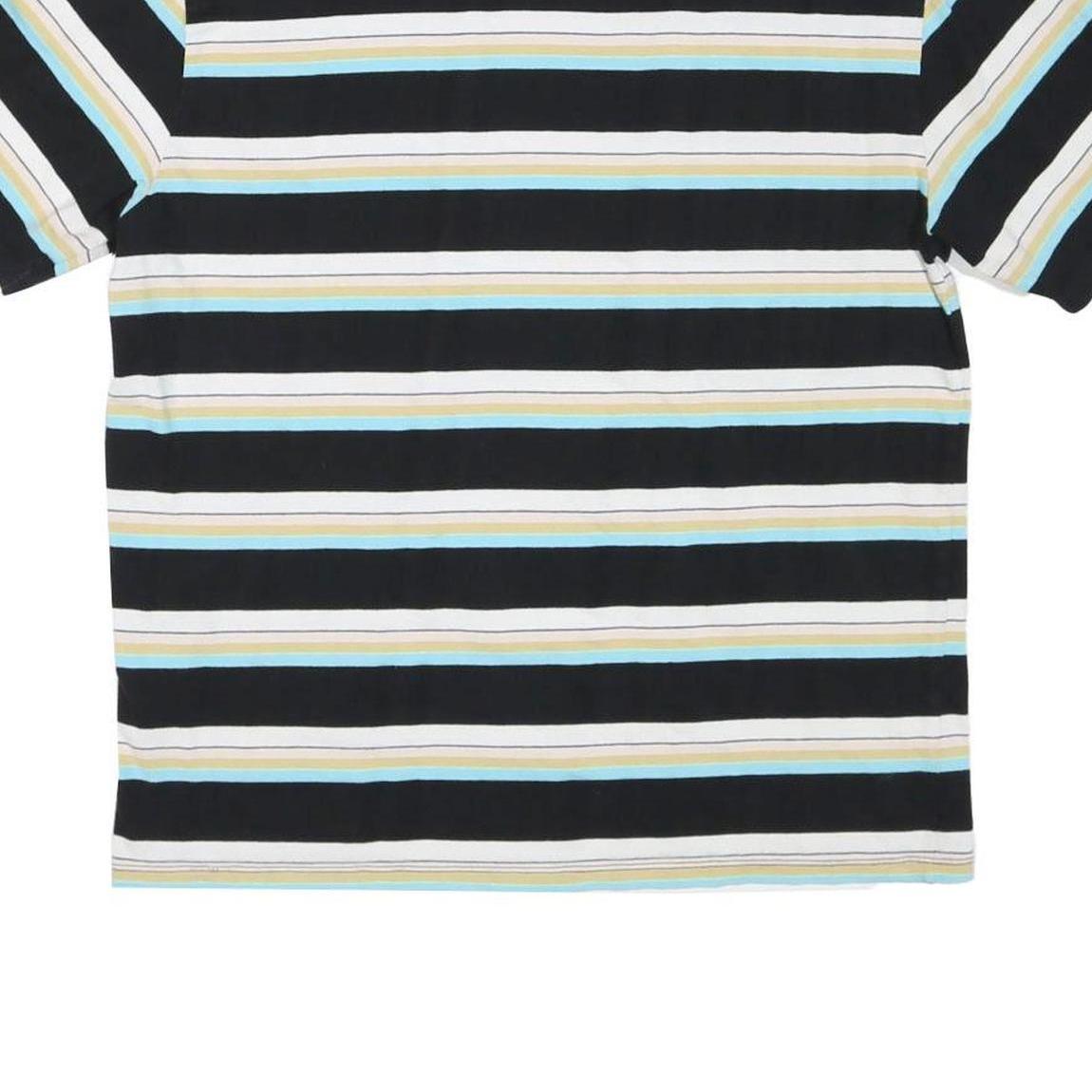 GUESS Mens Black & White Striped Graphic T-Shirt M Short Sleeve Crew Neck Cotton