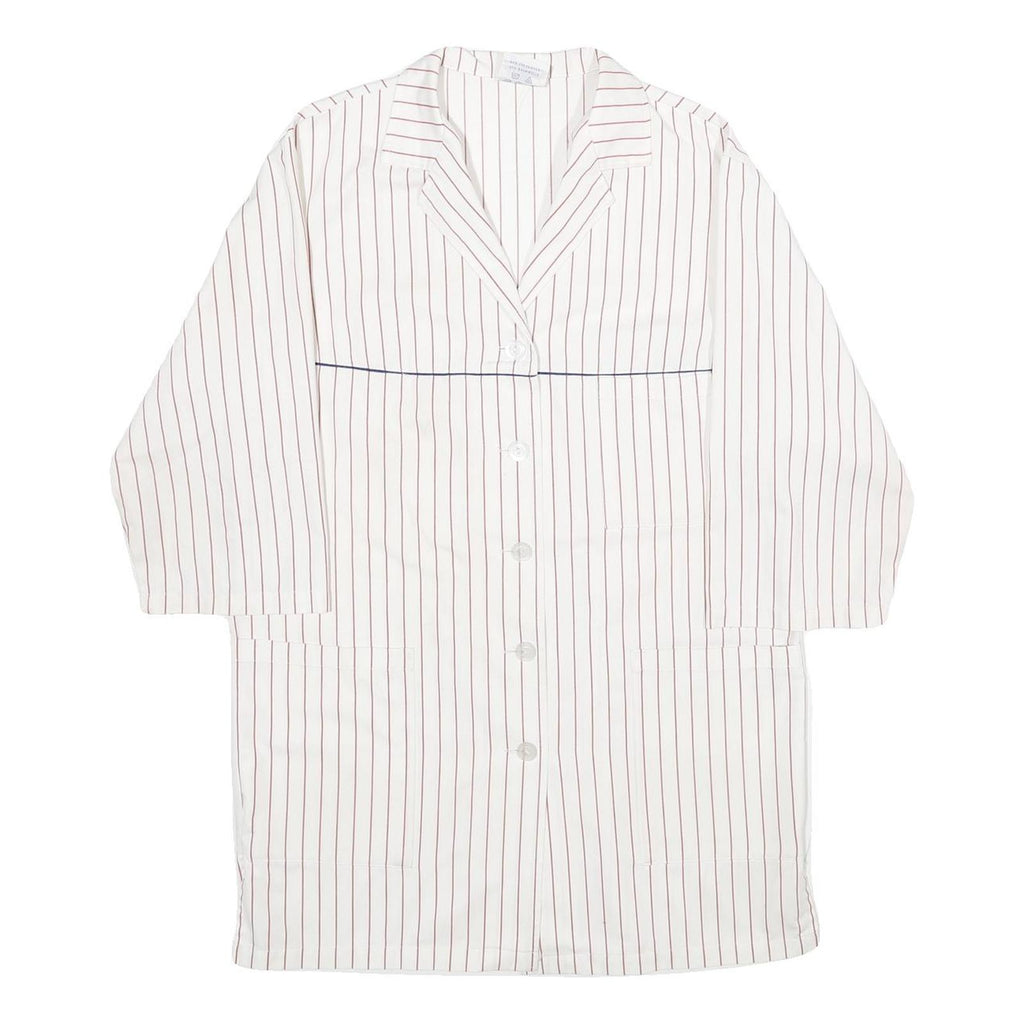 CLINIC DRESS + JOB Womens White & Red Stripe Button Jacket XL Polyester Blend