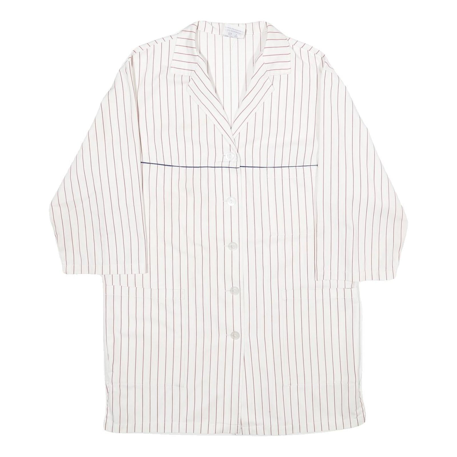 CLINIC DRESS + JOB Womens White & Red Stripe Button Jacket XL Polyester Blend