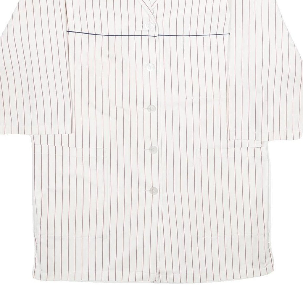 CLINIC DRESS + JOB Womens White & Red Stripe Button Jacket XL Polyester Blend